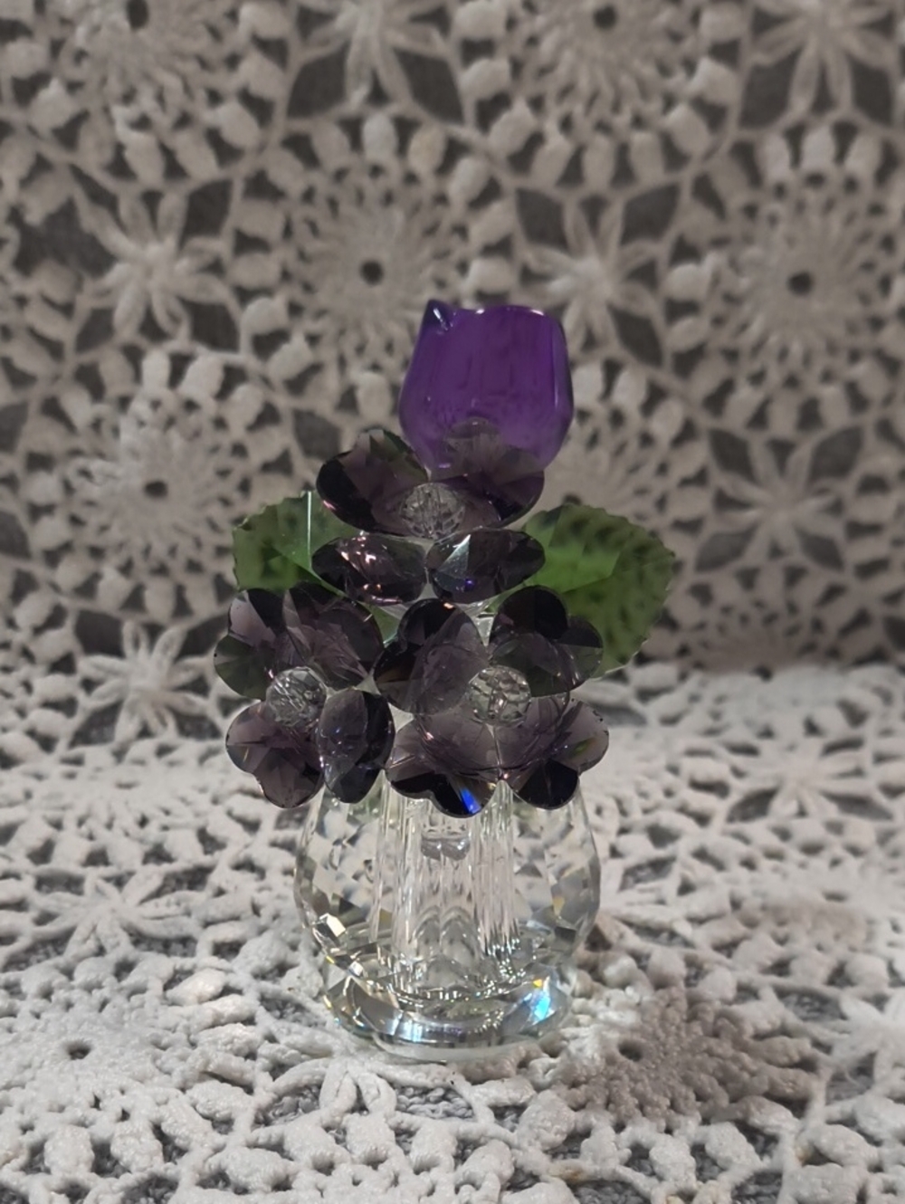 Purple Crystal Flower Bouquet Accent - Home Accents